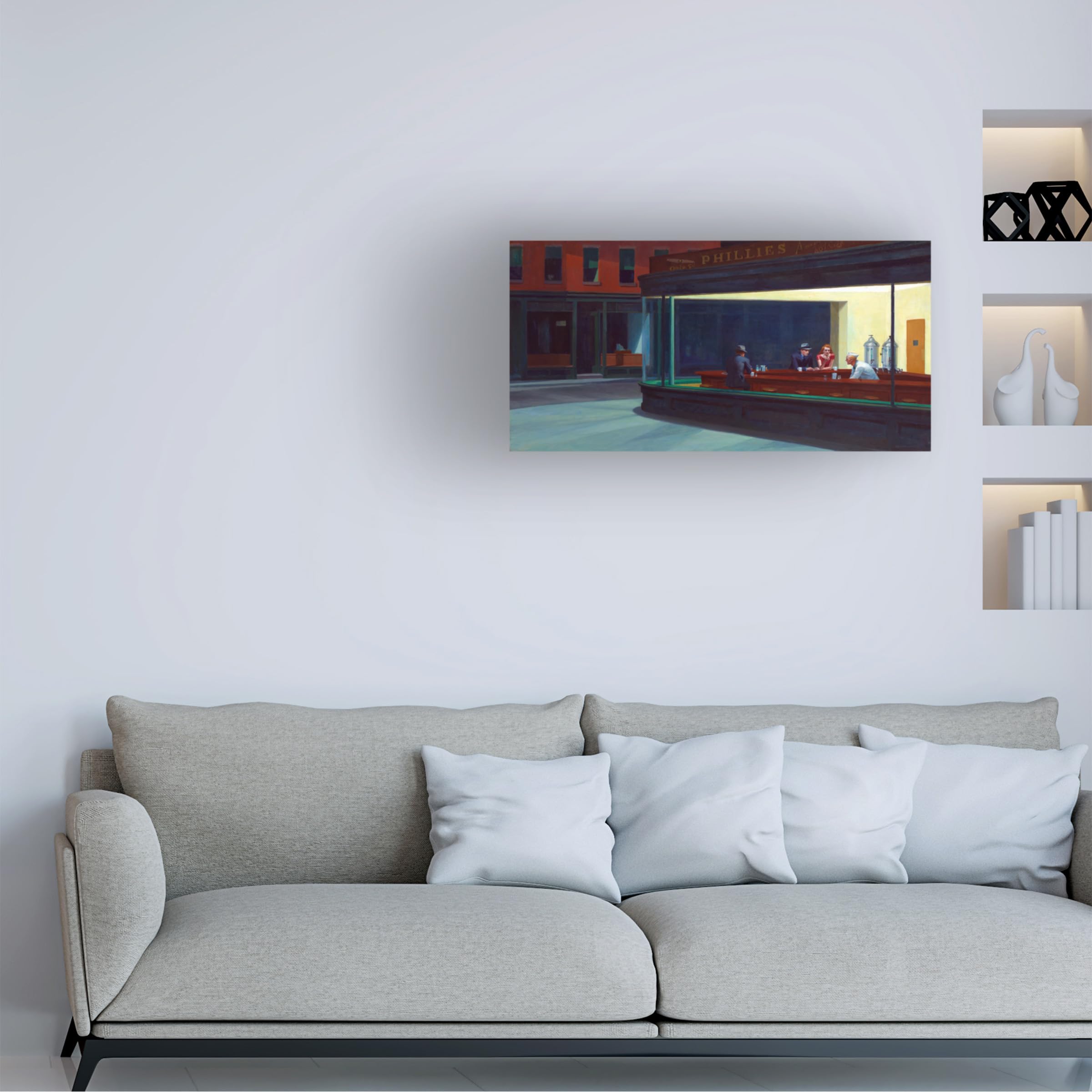 Amazon.co.jp: Nighthawks by Edward Hopper 16x32インチ キャンバス